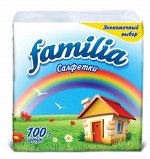 Салфетки Familia Белые 1-х.сл. 24х23 см. 100 шт.