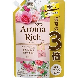 Lion / Кондиционер для белья "AROMA" (ДЛИТЕЛЬНОГО действия "Aroma Rich Diana" / "Диана" с богатым ароматом натуральных масел (женский аромат)) 1200 мл, мягкая упаковка с крышкой