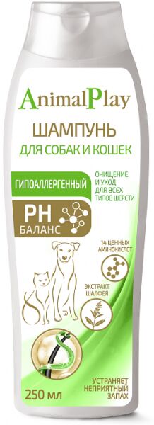 Animal Play Шампунь для собак и кошек гипоаллергенный 250мл