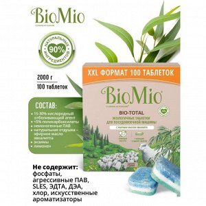 BIO-MIO Таблетки для посудомоечной машины BioMio BIO-TOTAL с маслом эвкалипта 100 шт