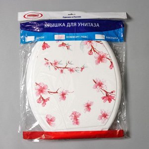 Сиденье для унитаза с крышкой Росспласт «Декор. Сакура», 46x36 см, белое