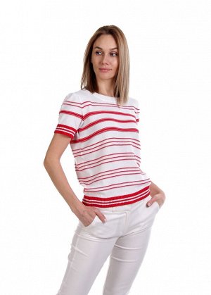 Вязаная футболка ма022 бело-красная