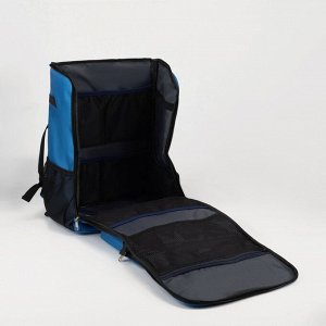 Термосумка-рюкзак на молнии 48 л, 3 наружных кармана, цвет синий