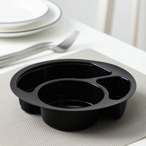 Менажница-тарелка под запайку, d=18,5 см, 3 секции, ПР-TD-185 C3, цвет чёрный
