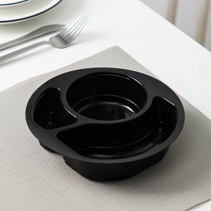 Менажница-тарелка под запайку, d=18,5 см, 3 секции, ПР-TD-185 C3, цвет чёрный