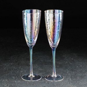 Набор бокалов для шампанского Magistro «Жемчуг», 270 мл, 7,5?26 см, 2 шт, цвет перламутровый