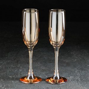 Набор бокалов для шампанского Доляна «Кьянти», 170 мл, 6,5*22 см, 2 шт, цвет золотой