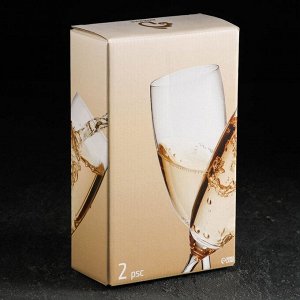 Набор бокалов для шампанского Доляна «Кьянти», 170 мл, 6,5?22 см, 2 шт, цвет золотой