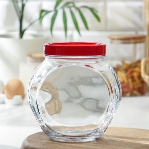 Банка для хранения сыпучих продуктов Pa*abah*e Bella, 1,5 л, стекло, с красной крышкой, прозрачная
