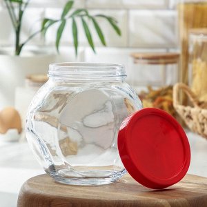 Банка для хранения сыпучих продуктов Pa*abah*e Bella, 1,5 л, стекло, с красной крышкой, прозрачная