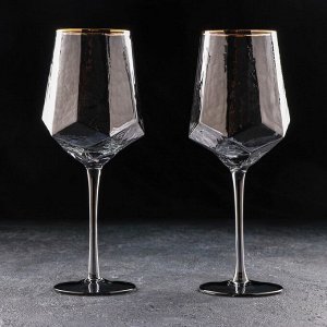Набор бокалов для вина Magistro «Дарио», 500 мл, 7,3x25 см, 2 шт, цвет графит