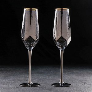 Набор бокалов для шампанского Magistro «Дарио», 180 мл, 7x20 см, 2 шт, цвет графит