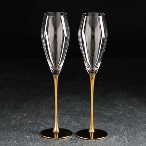 Набор бокалов для шампанского Magistro «Лилит», 220 мл, 7x27 см, 2 шт, цвет прозрачный