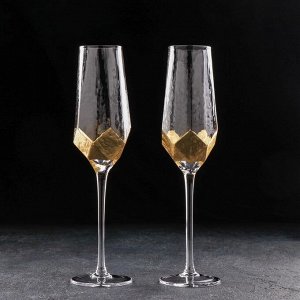 Набор бокалов для шампанского Magistro «Дарио», 180 мл, 7x20 см, 2 шт, цвет золото