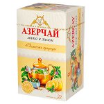 Чай АЗЕРЧАЙ Лимон и Мята 20 пакетиков с конвертом 1 уп.х 24 шт.