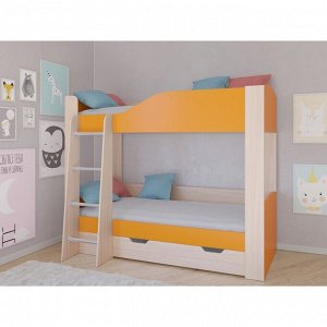 Детская двухъярусная кровать «Астра 2», цвет дуб молочный/оранжевый