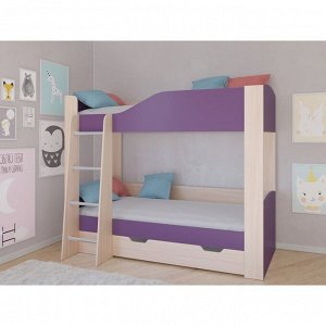 Детская двухъярусная кровать «Астра 2», цвет дуб молочный/фиолетовый