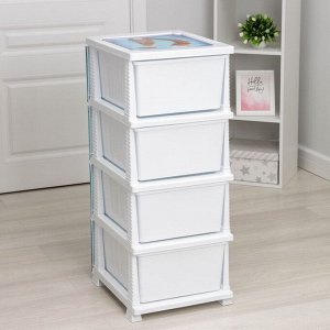 Комод детский 4-х секционный Росспласт «Декор. Кот», 38x95см, белый