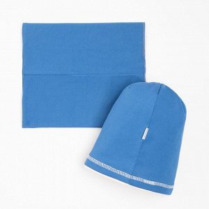 Комплект для девочки (шапка,снуд), цвет светло-джинс/бежевый, размер 54-56