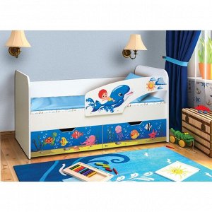 Кровать детская с фотопечатью «Дельфин», 2 ящика, 800 ? 1600 мм, правая, цвет корпус белый