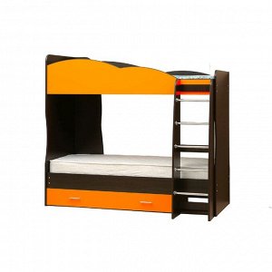 Кровать детская двухъярусная «Юниор 2.1», 800 ? 2000 мм, лдсп, цвет венге / оранжевый