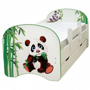 Кровать детская с фотопечатью «Панда», с 2-мя ящиками, 800 ? 1900 мм, цвет белый