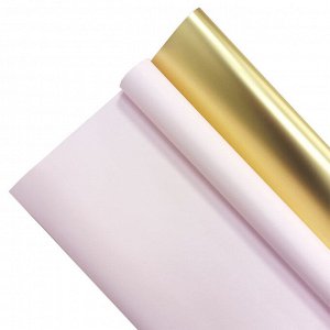 Пленка матовая в рулоне 2-х цветная розовая/золото размер 58см*10м