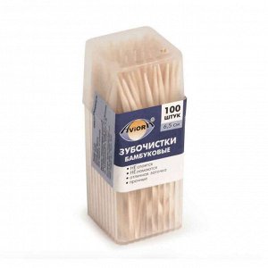 Зубочистки бамбуковые "Aviora" в пластиковой упаковке (100шт)