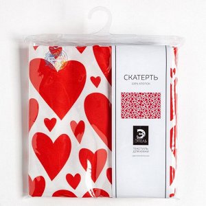 Скатерть "Этель" Red hearts 149х180см, 100% хлопок, саржа 190 г/м2