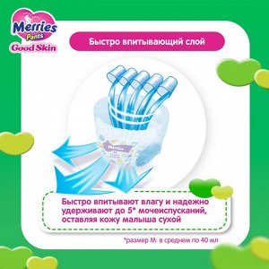 Трусики для детей Merries Good Skin , размер М 7-12 кг./50 шт.