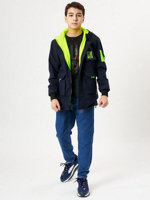 Куртка двусторонняя для мальчика темно-синего цвета 236TS