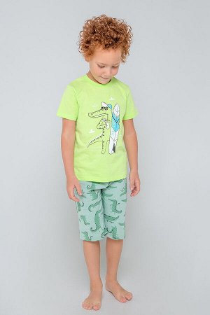 Пижама(Весна-Лето)+boys (ярко-зеленый, друзья крокодилы)