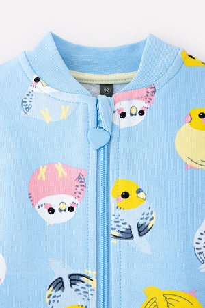 Куртка для девочки Crockid КР 301670 небесный, цветные попугайчики к319