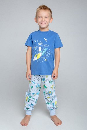 Пижама для мальчика Crockid К 1529 синий, пляж