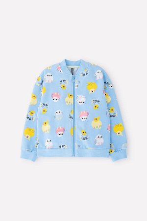 Куртка для девочки Crockid КР 301670 небесный, цветные попугайчики к329