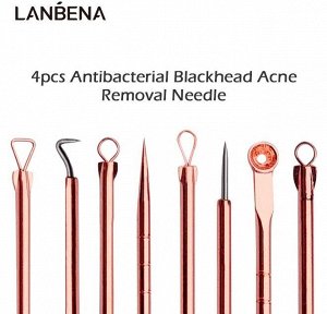 Lanbena / Профессиональный набор инструментов для удаления акне и чёрных точек Lanbena Розовое золото