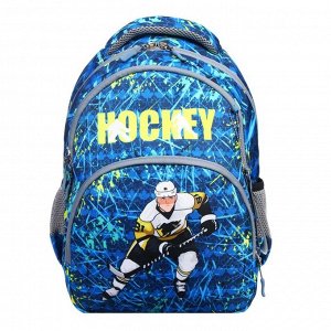 Рюкзак школьный Luris Джоли, 38 х 27 х 17 см, "Хоккей", эргономичная спинка, синий
