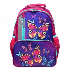 Рюкзак школьный, эргономичная спинка, "Степашка", 37 х 26 х 13 см, "Бабочки"