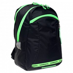 Рюкзак молодёжный Calligrata "Нормал", 44 х 30 х 17 см, эргономичная спинка, чёрный/зеленый