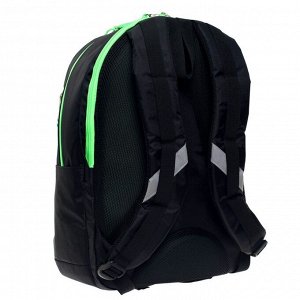 Рюкзак молодёжный  «Нормал», эргономичная спинка, 44 х 30 х 17 см, чёрный/зеленый