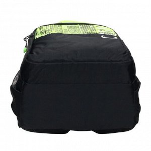 Рюкзак молодежный Grizzly, эргономичная спинка, 45 х 32 х 23 см, отделение для ноутбука, черный/салатовый