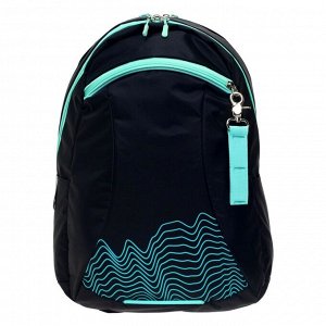 Рюкзак молодёжный  «Волны», эргономичная спинка, 44 х 30 х 17 см, чёрный/мятный
