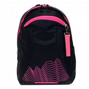 Рюкзак молодёжный Calligrata "Волны", 44 х 30 х 17 см, эргономичная спинка, чёрный/розовый