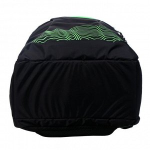 Рюкзак молодёжный  «Волны», эргономичная спинка, 44 х 30 х 17 см, чёрный/зеленый