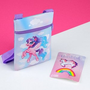 Набор для девочки «Единорог в облаках»: сумка и заколки для волос