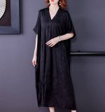 Платье объёмное чёрное шёлковое  большого размера +Size