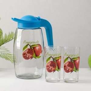 Набор питьевой «Фруктово-ягодный микс», 3 предмета: кувшин 1,7 л, 2 стакана 230 мл, рисунок и цвет МИКС