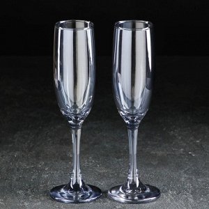 Набор бокалов для шампанского Доляна «Кьянти», 170 мл, 6,5*22 см, 2 шт, цвет синий