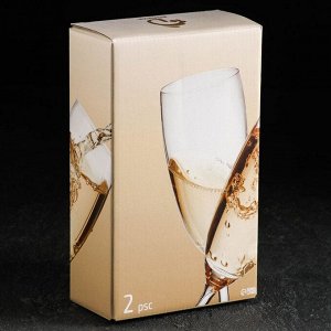 Набор бокалов стеклянных для шампанского Доляна «Кьянти», 170 мл, 6,5?22 см, 2 шт, цвет синий