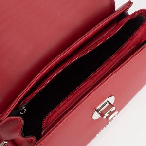 Сумка-мессенджер на клапане, наружный карман, регулируемый ремень, цвет красный